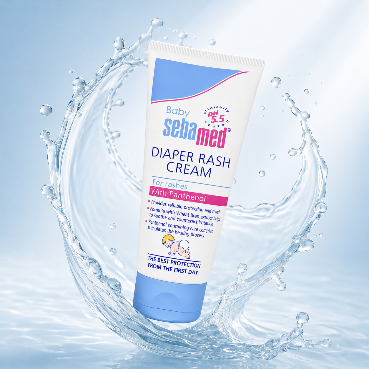 Sebamed Baby Diaper Rash Cream With Panthenol 100ml tube for soothing diaper rash and protecting sensitive baby skin