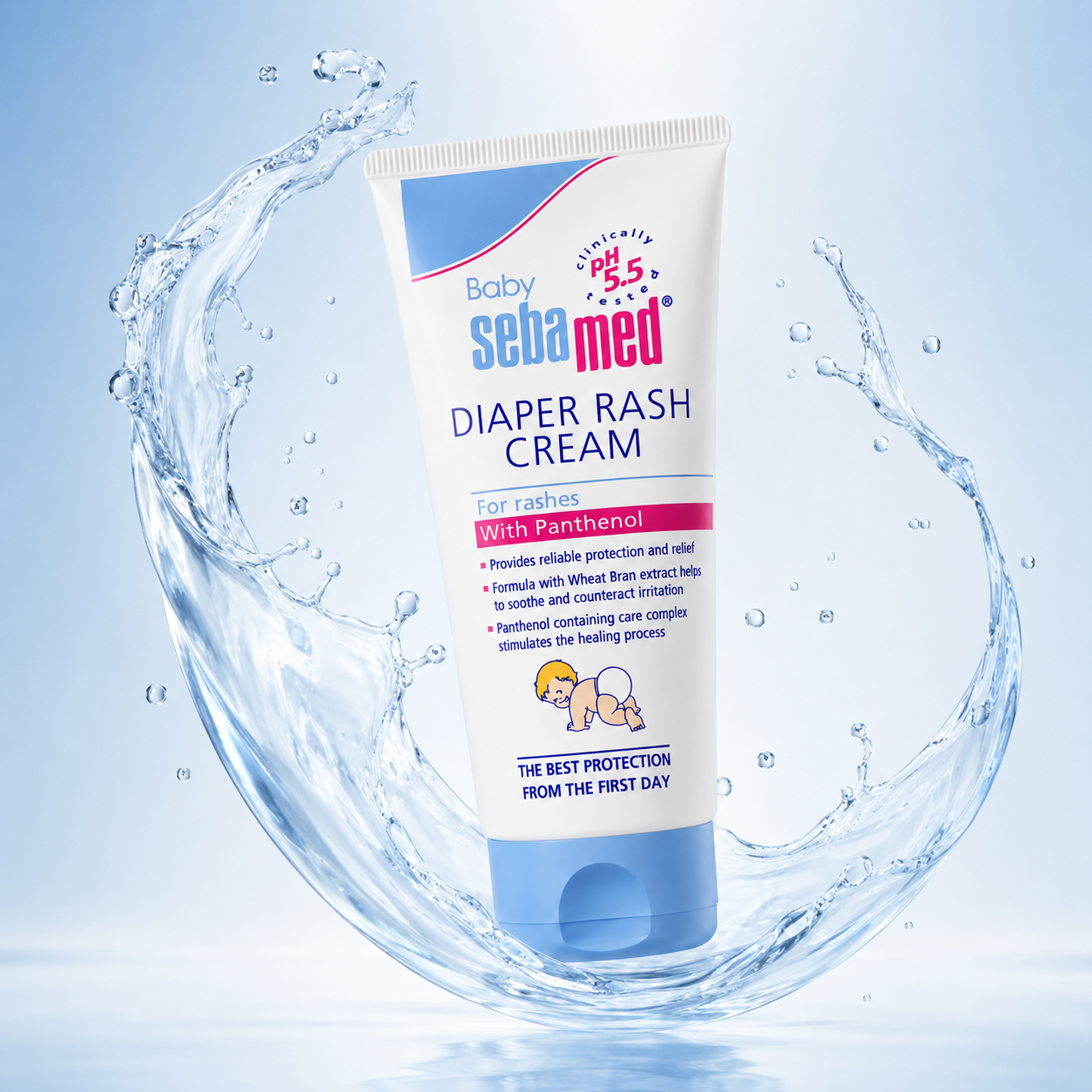 Sebamed Baby Diaper Rash Cream 100ml tube for soothing diaper rash, protecting sensitive baby skin, and reducing irritation