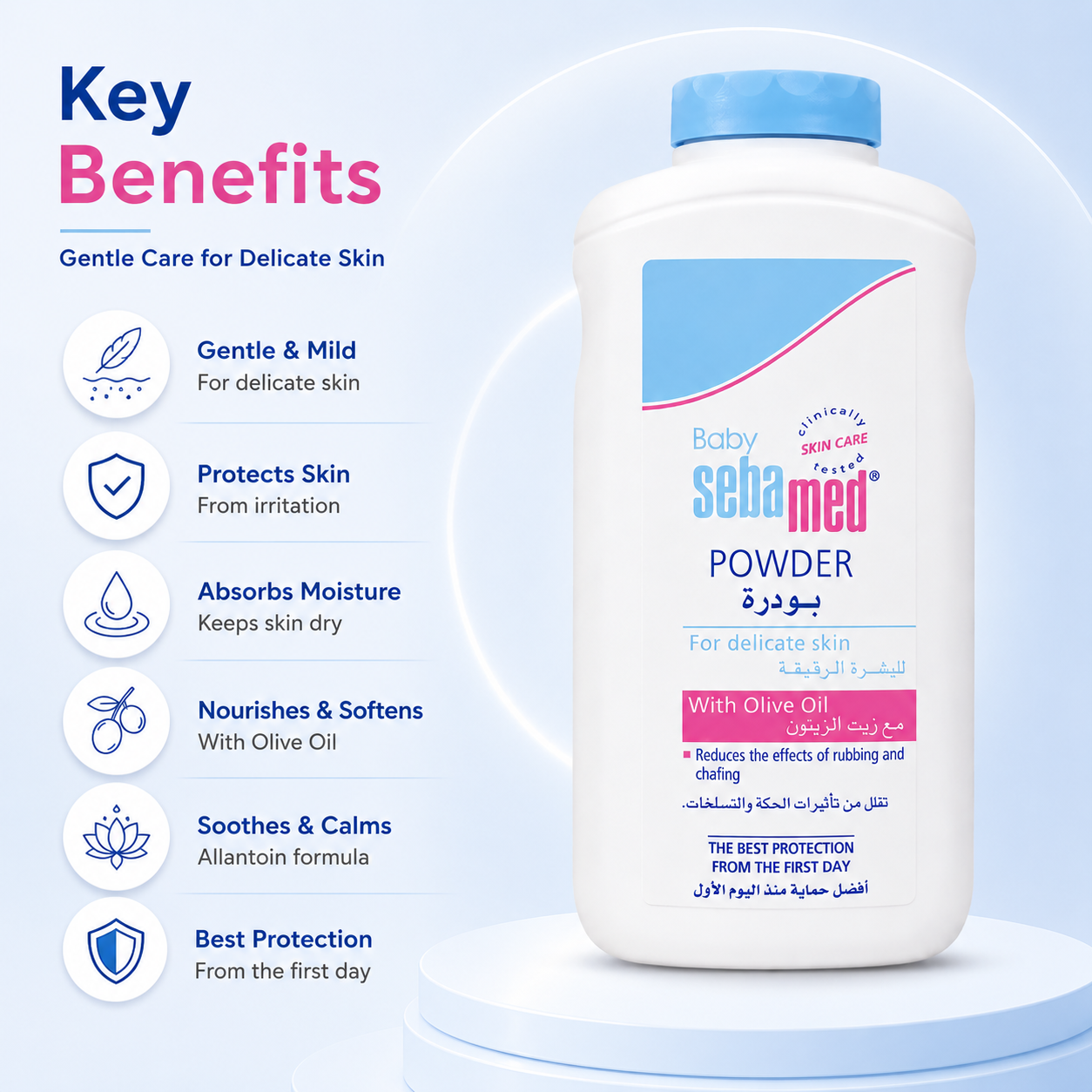 Sebamed Baby Powder With Olive Oil 200g baby powder for delicate skin protection and moisture control for daily baby care