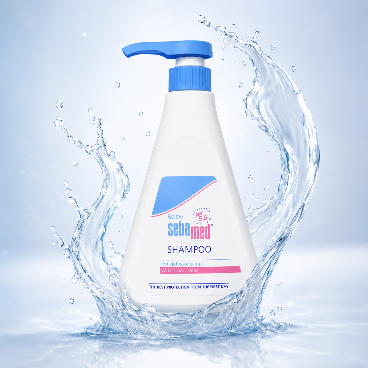 Sebamed Baby Shampoo With Camomile 500ml baby shampoo for delicate scalp care and gentle tear-free daily cleansing.