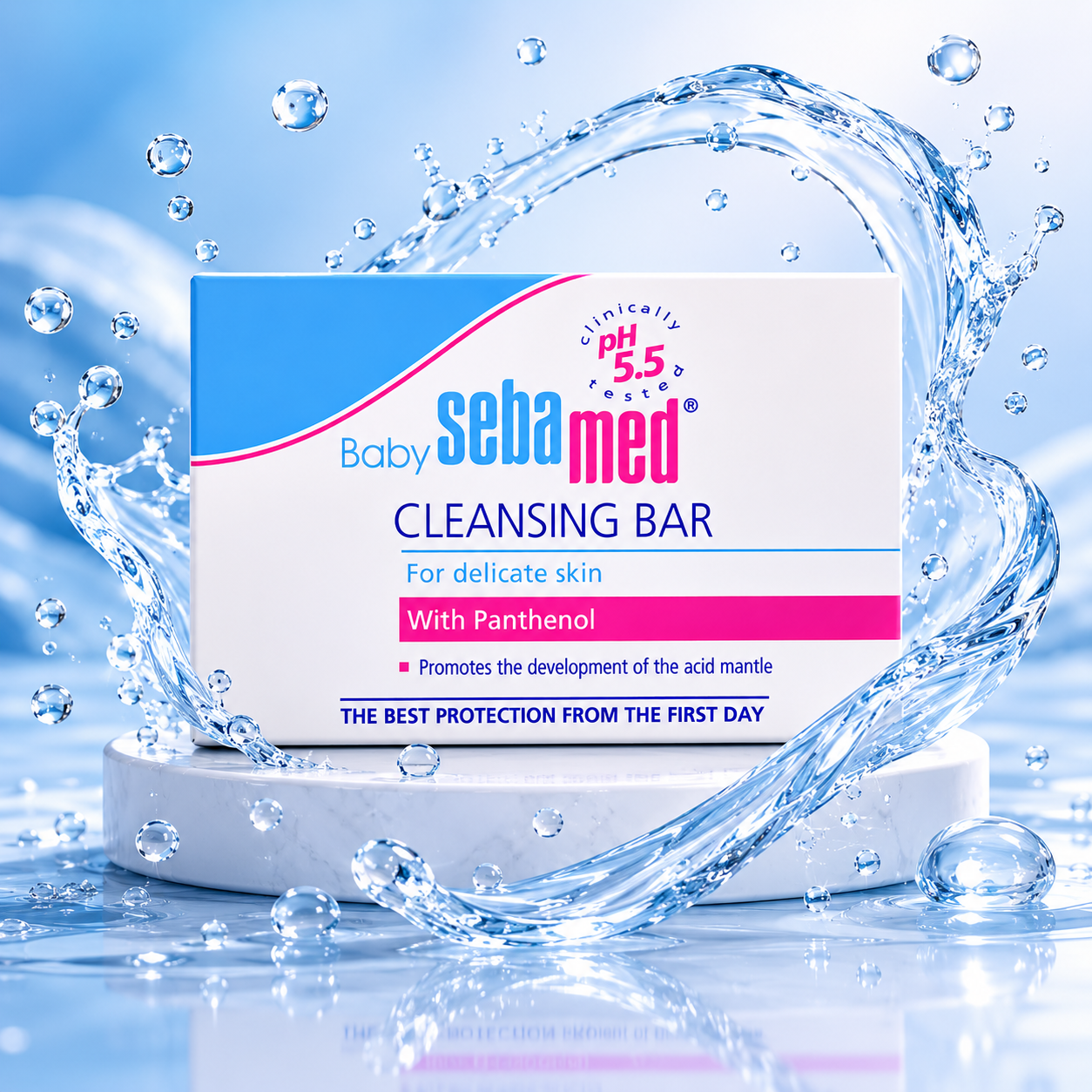 Sebamed Baby Cleansing Bar With Panthenol 100g baby cleansing bar for delicate skin, pH 5.5 formula supporting the natural skin barrier.