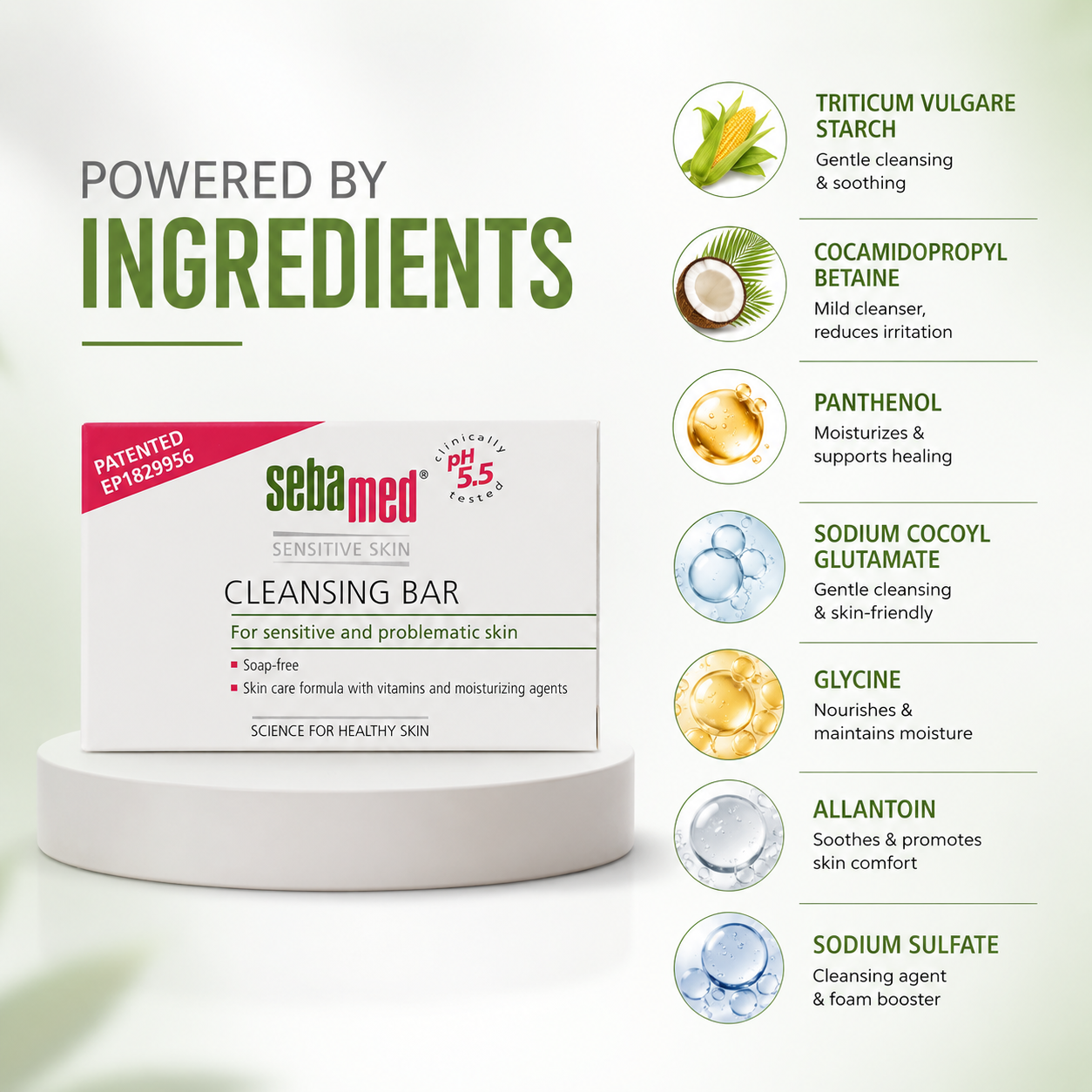 Sebamed Sensitive Skin Cleansing Bar 100g soap-free cleansing bar for sensitive skin that helps reduce dryness and tightness after washing