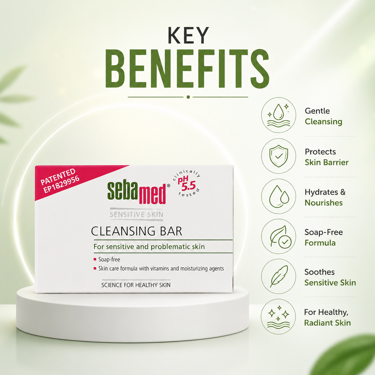 Sebamed Sensitive Skin Cleansing Bar 100g soap-free cleansing bar for sensitive skin that helps reduce dryness and tightness after washing