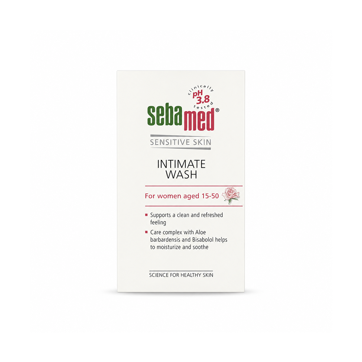 Sebamed Sensitive Skin Intimate Wash 50ml feminine hygiene wash with pH 3.8 formula for daily freshness, comfort, and gentle cleansing.