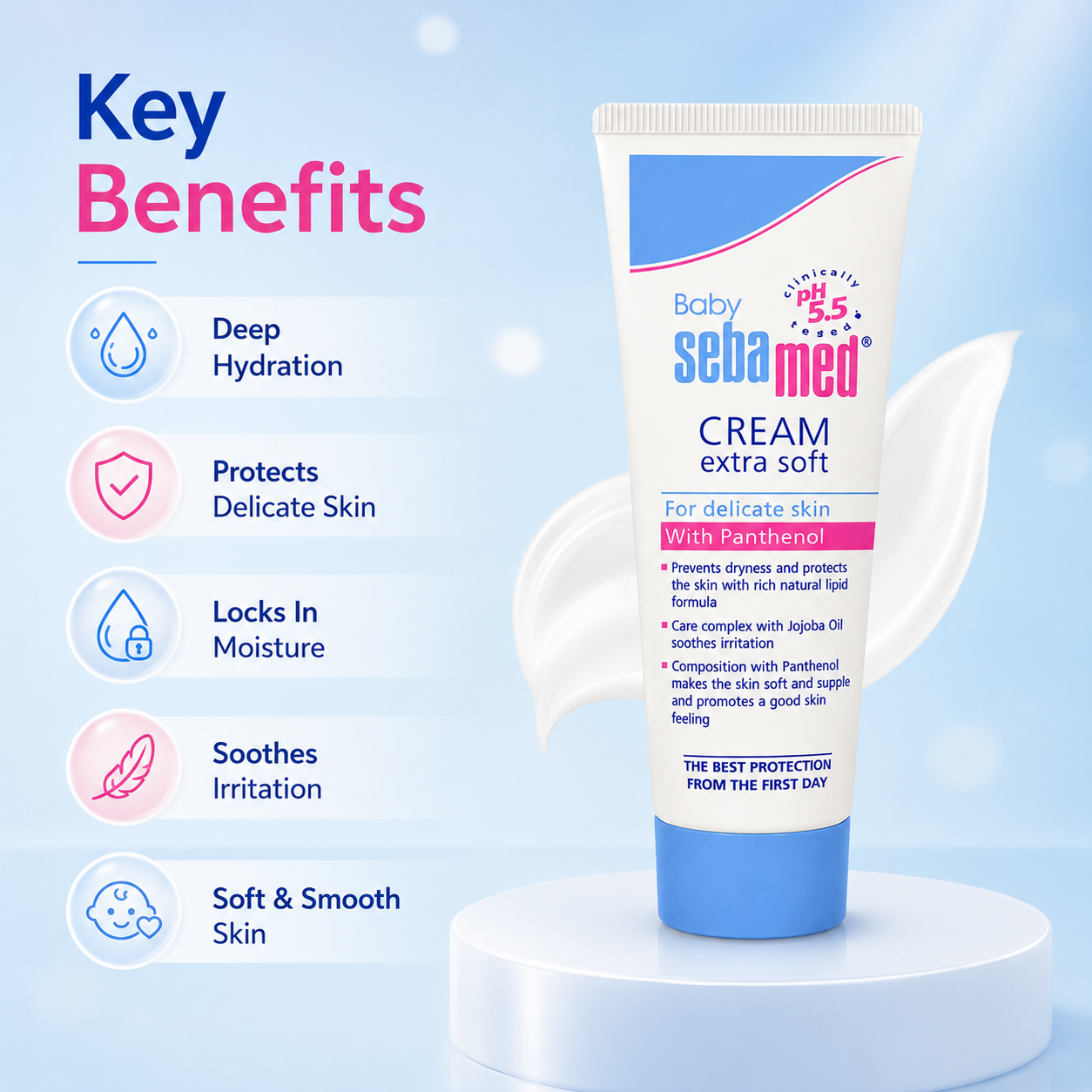 Sebamed Baby Cream Extra Soft With Panthenol 50ml baby moisturizing cream for delicate skin hydration and dryness protection