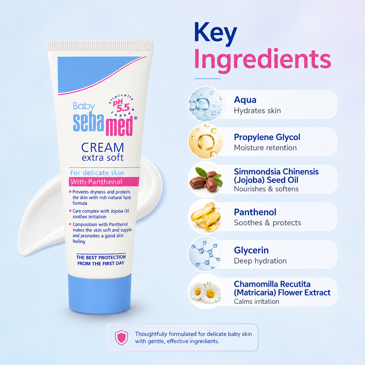 Sebamed Baby Cream Extra Soft With Panthenol 50ml baby moisturizing cream for delicate skin hydration and dryness protection