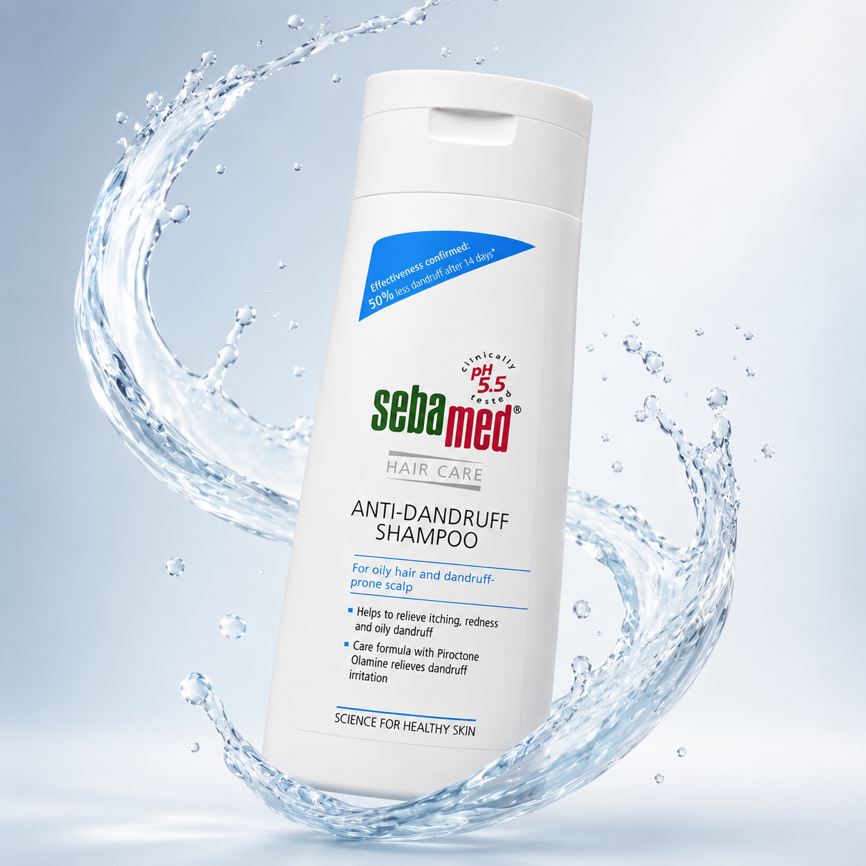 Sebamed Hair Care Anti-Dandruff Shampoo 200ml for oily scalp helps reduce dandruff flakes and soothe itchy scalp irritation