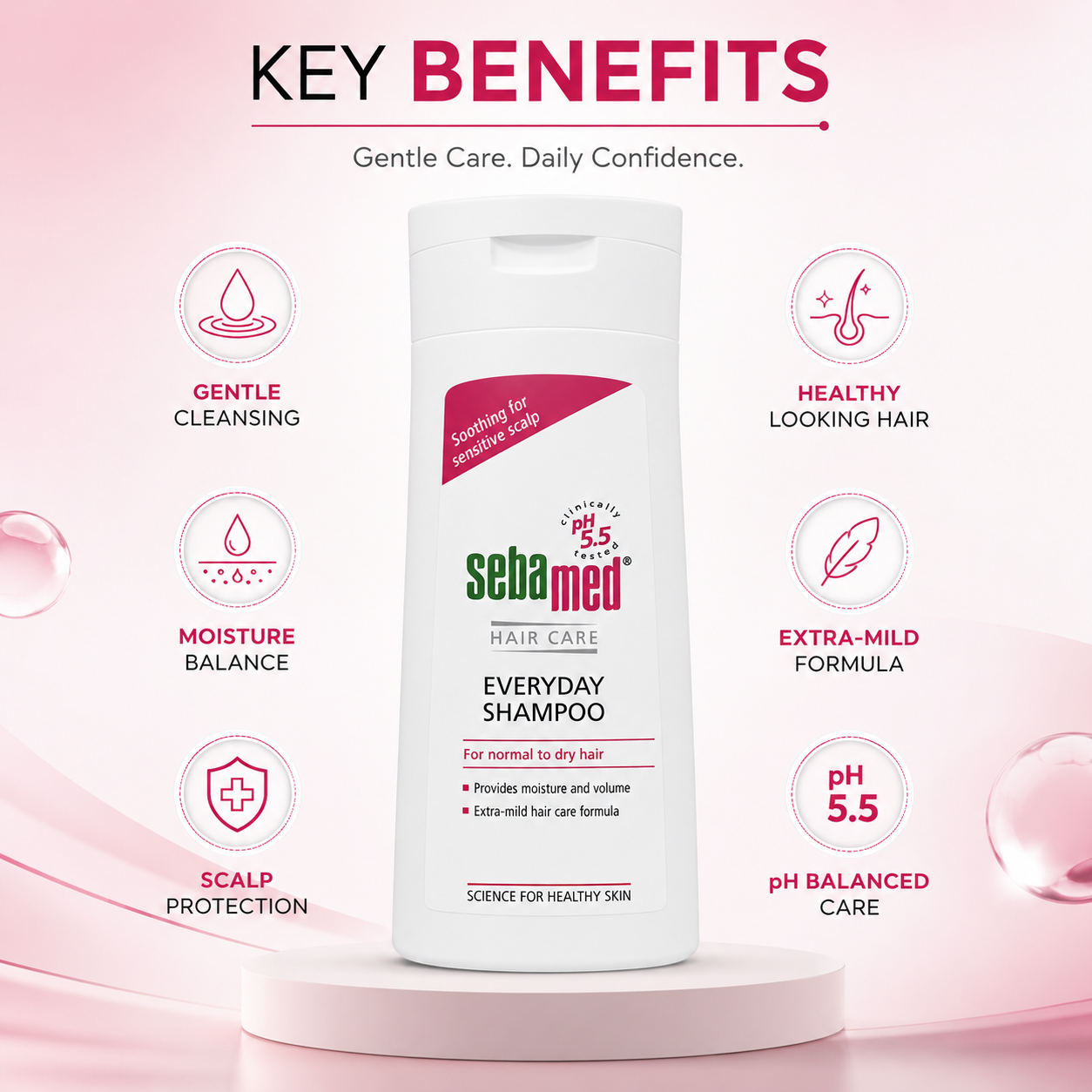 Sebamed Hair Care Everyday Shampoo 200ml for normal to dry hair with pH 5.5 formula for gentle daily scalp cleansing