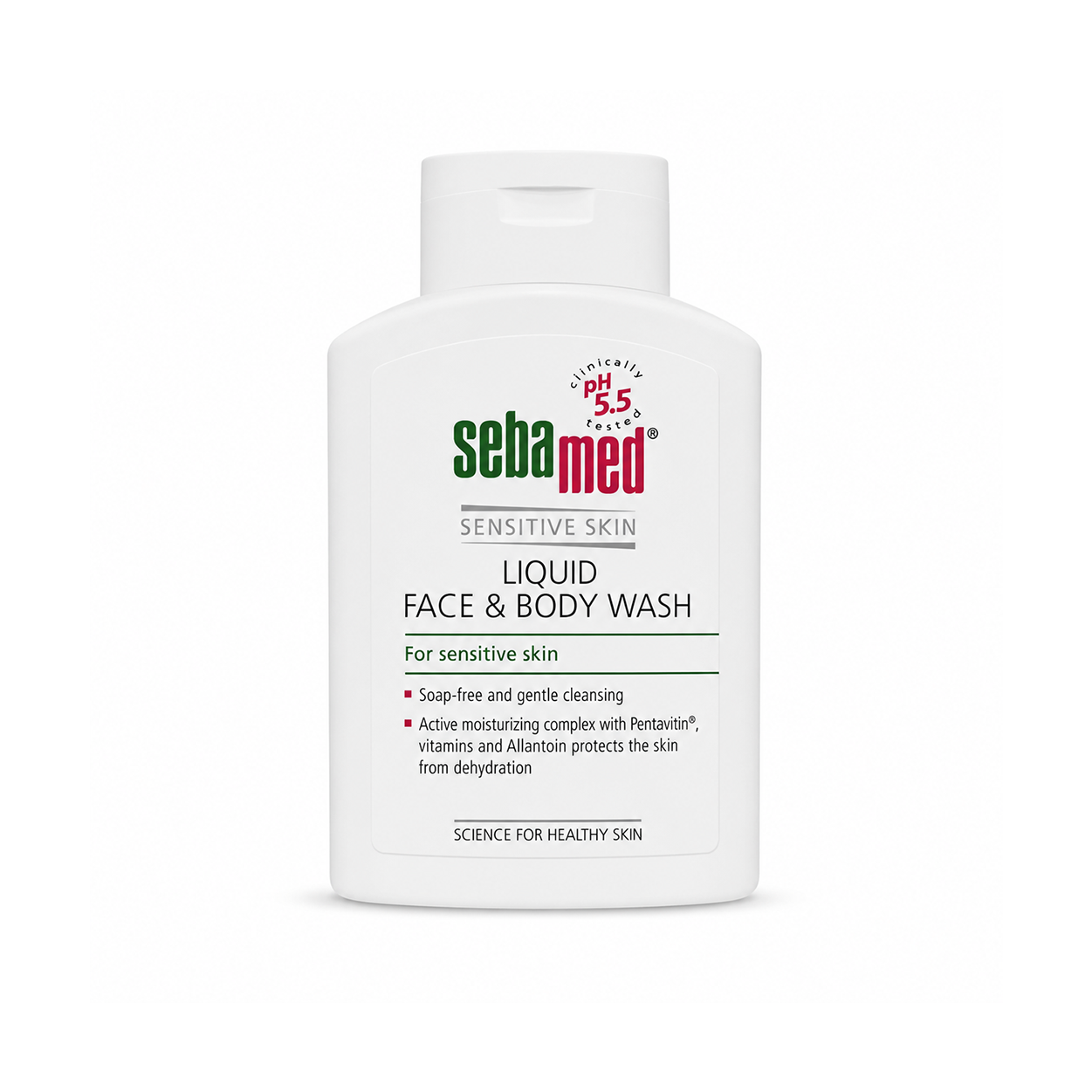 Sebamed Sensitive Skin Liquid Face & Body Wash 200ml soap-free cleanser for gentle daily cleansing and hydration
