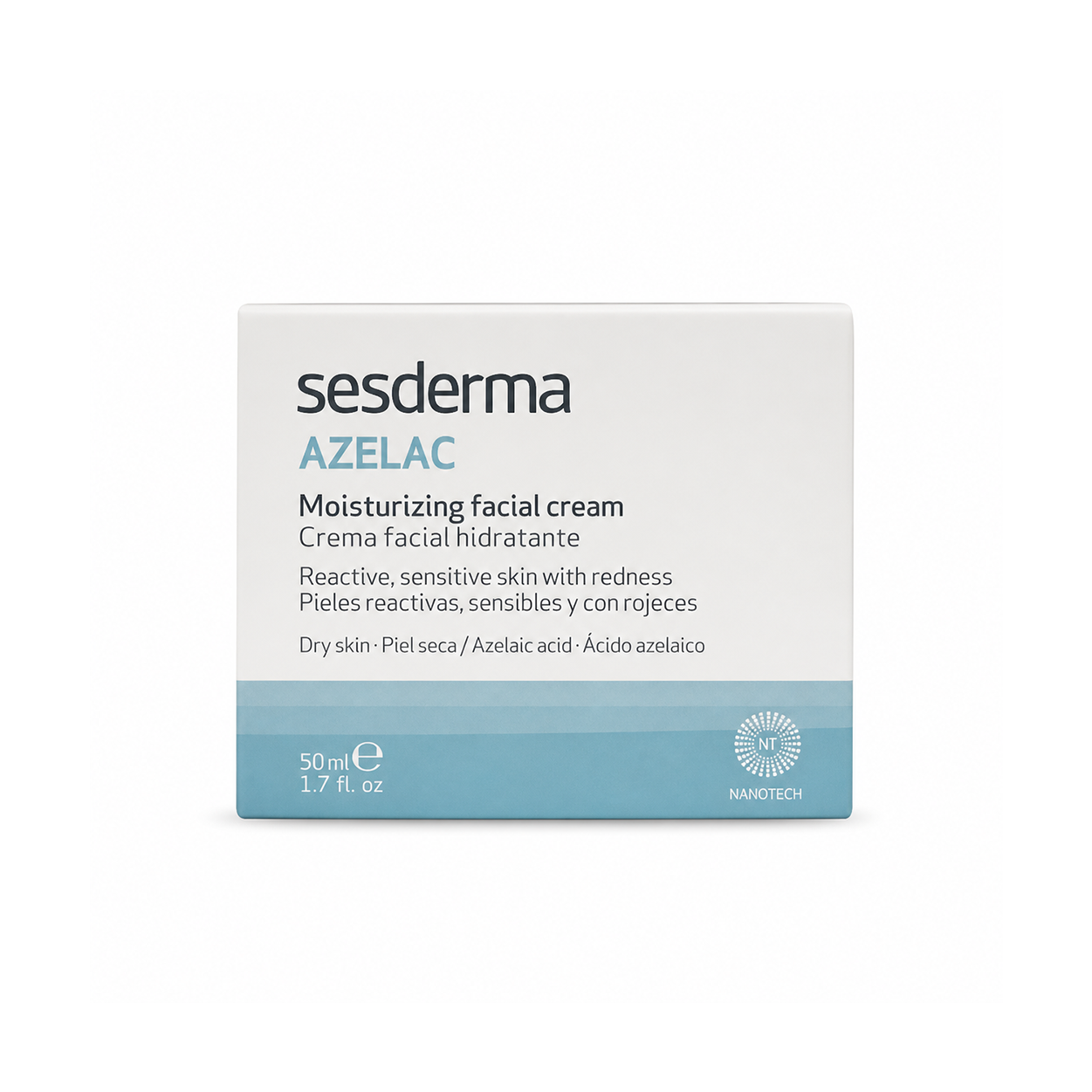 Sesderma Azelac Moisturizing Cream 50ml face moisturizer for sensitive skin, designed to reduce redness and hydrate skin