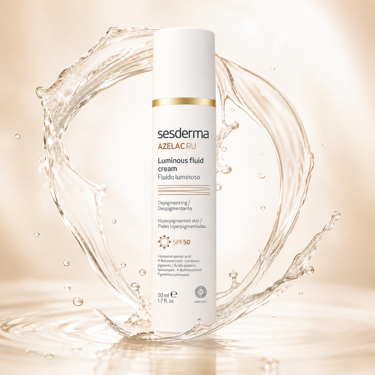 Sesderma Azelac RU Luminous Fluid Cream SPF50 50ml depigmenting sunscreen for dark spots and uneven skin tone