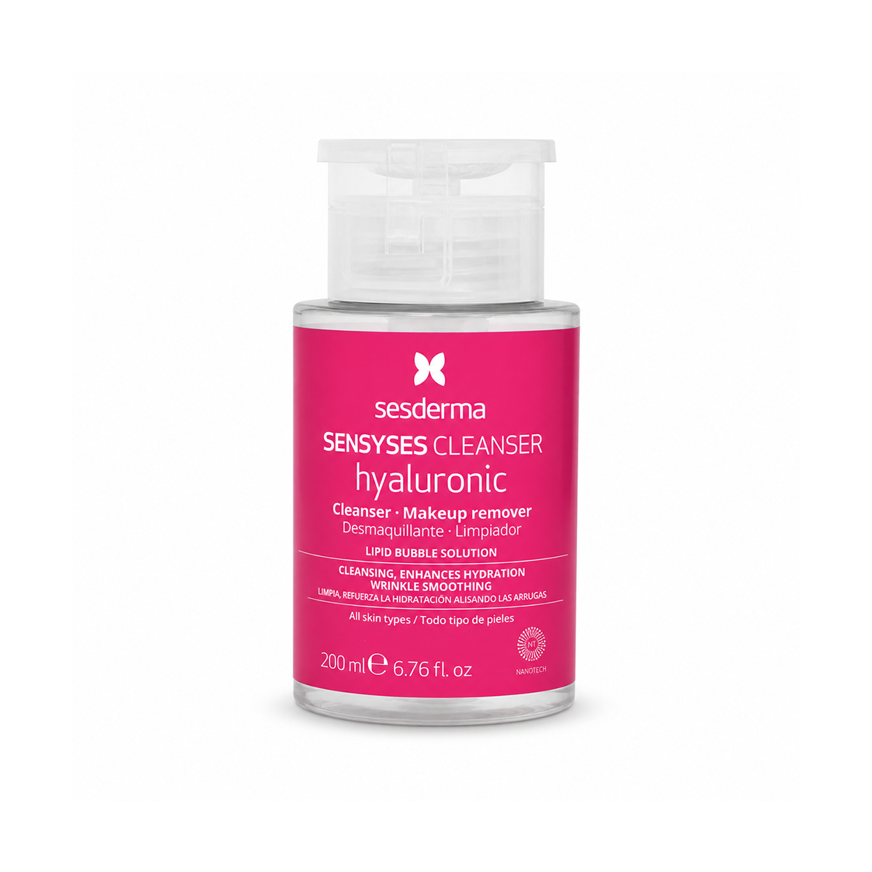 Sesderma Sensyses Hyaluronic Cleanser micellar face cleanser 200ml bottle for gentle makeup removal and skin hydration