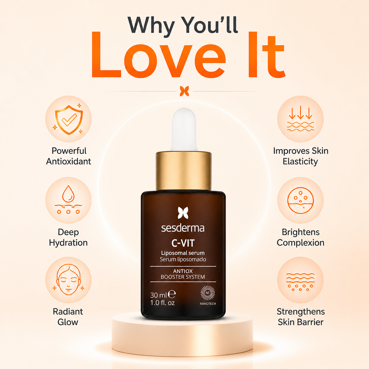 Sesderma C-VIT Liposomal Serum 30ml vitamin C face serum for brightening dull skin and improving radiance