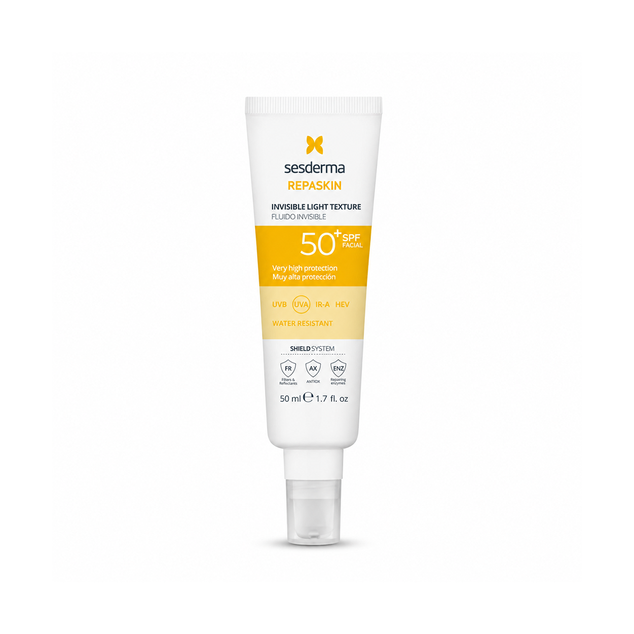 Sesderma Repaskin Invisible Light Texture SPF 50+ facial sunscreen 50ml lightweight formula for broad spectrum sun protection