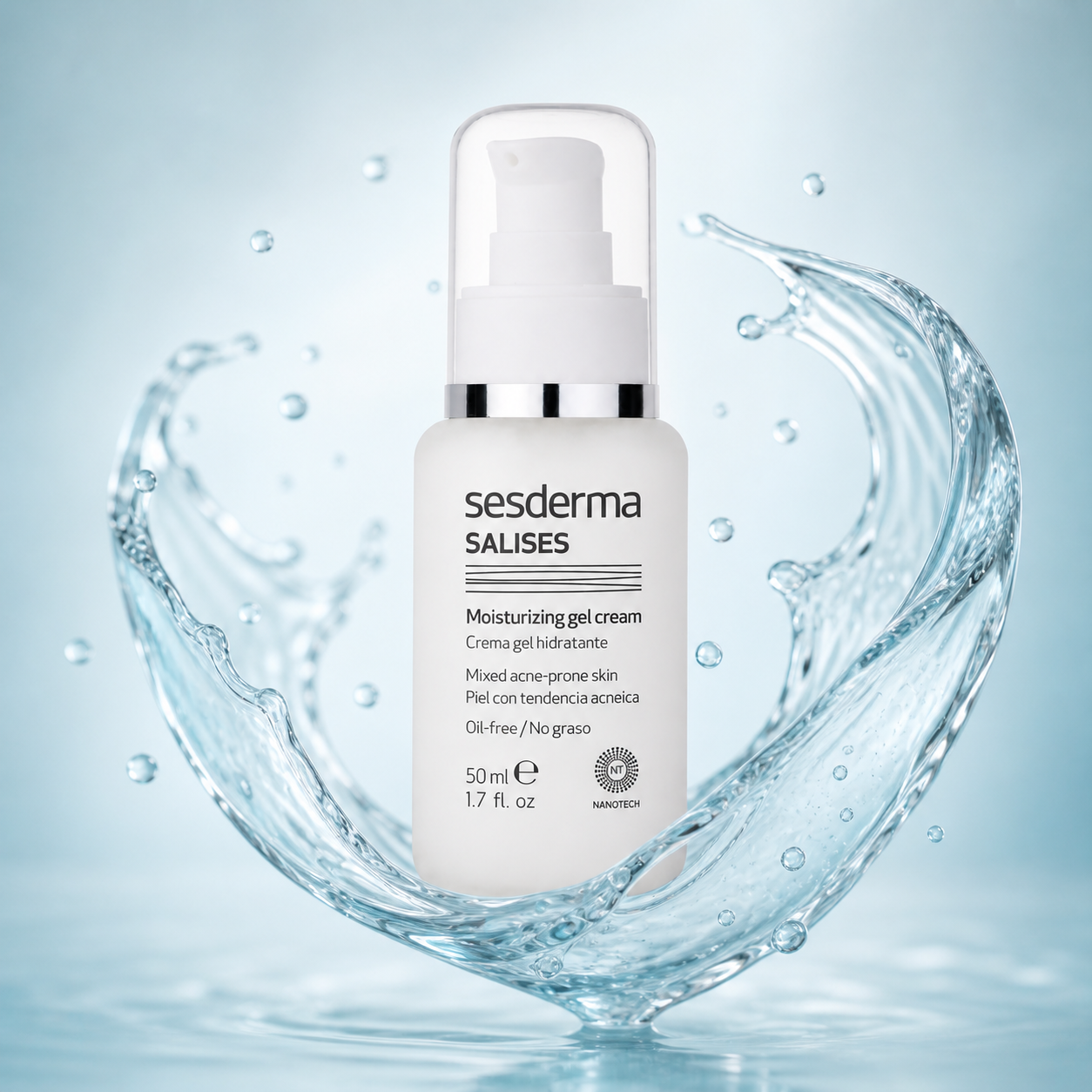 Sesderma Salises Moisturizing Gel Cream 50ml oil-free acne moisturizer helps control excess oil and reduce breakouts for clearer skin