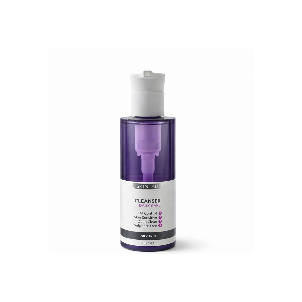Skinlab Daily Care Cleanser 200ml oily skin face cleanser bottle with pump, designed for oil control and deep cleansing for sensitive skin