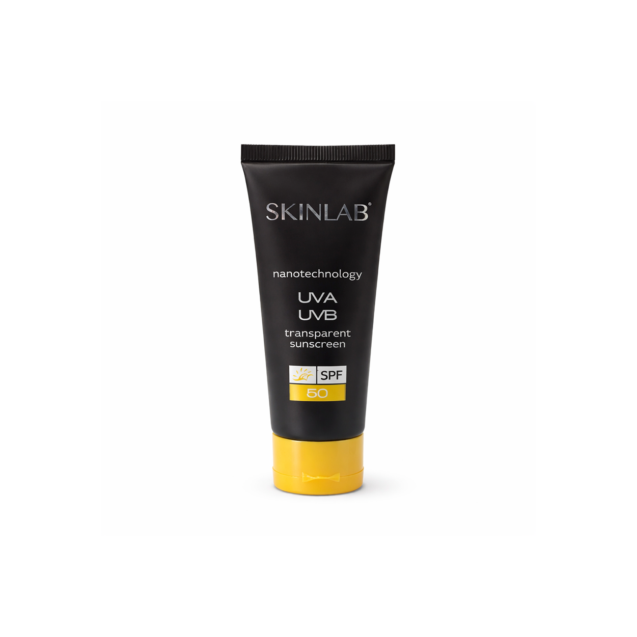 Skinlab SPF 50 Transparent Sunscreen 100ml tube with UVA UVB protection, lightweight non-greasy formula for daily sun protection
