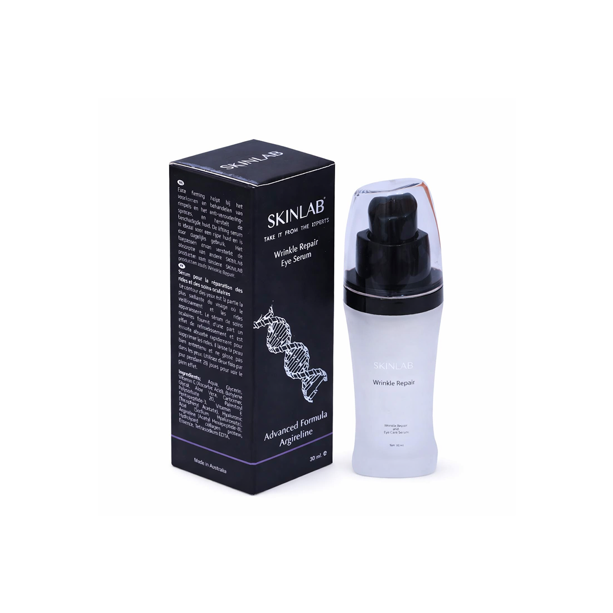Skinlab Wrinkle Repair Eye Serum 30ml box with Argireline, anti-aging eye serum for reducing fine lines and wrinkles