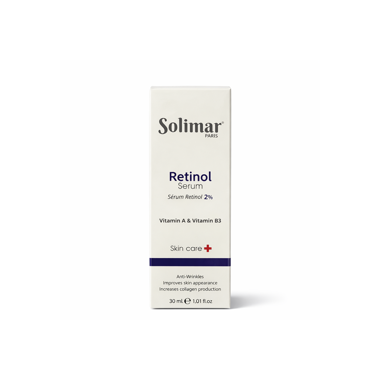 Solimar Paris Retinol Serum 2% 30ml face serum for anti-aging and wrinkle reduction with vitamin A and B3