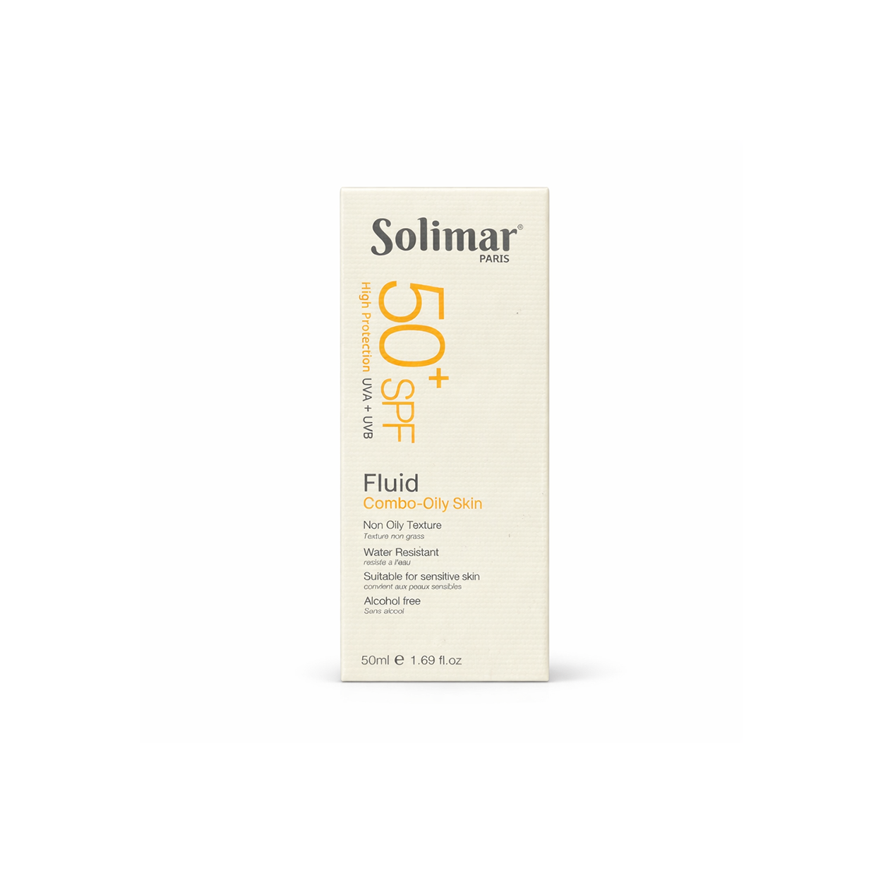 Solimar Paris SPF 50+ sunscreen fluid for combo oily skin 50ml lightweight non greasy face sunscreen with UVA UVB protection