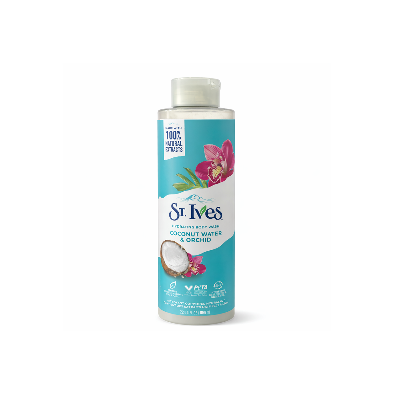 St. Ives Coconut Water & Orchid Hydrating Body Wash 650ml bottle for moisturizing and gentle daily skin cleansing