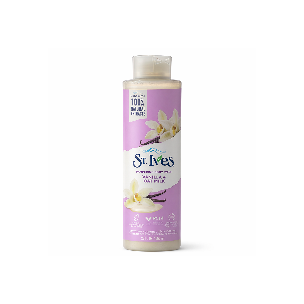 St. Ives Vanilla & Oat Milk Pampering Body Wash 650ml moisturizing shower gel bottle for dry skin care