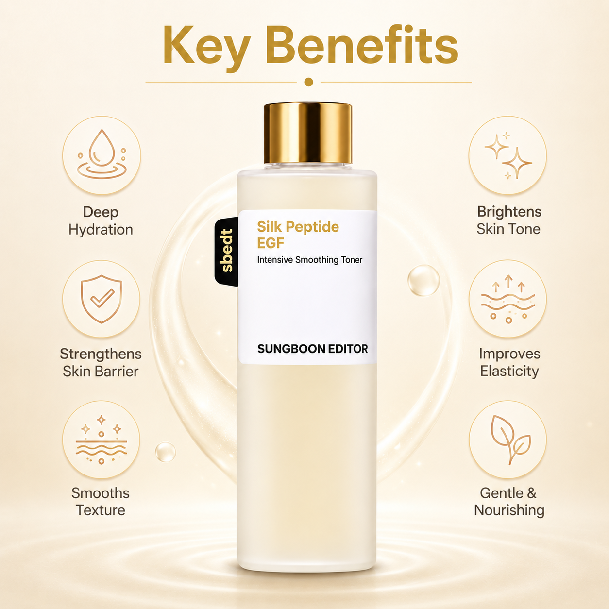 Sungboon Editor Silk Peptide EGF Intensive Smoothing Toner 300ml hydrating face toner for dry and textured skin