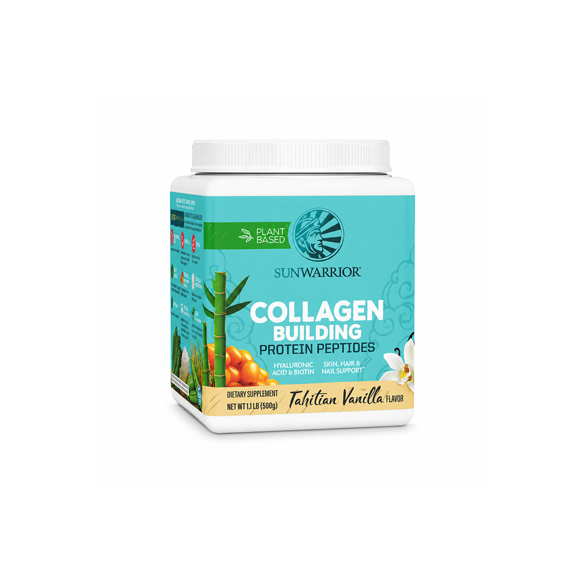 Sunwarrior Collagen Building Protein Peptides Tahitian Vanilla Flavor 500g plant-based protein powder for skin hair and nails