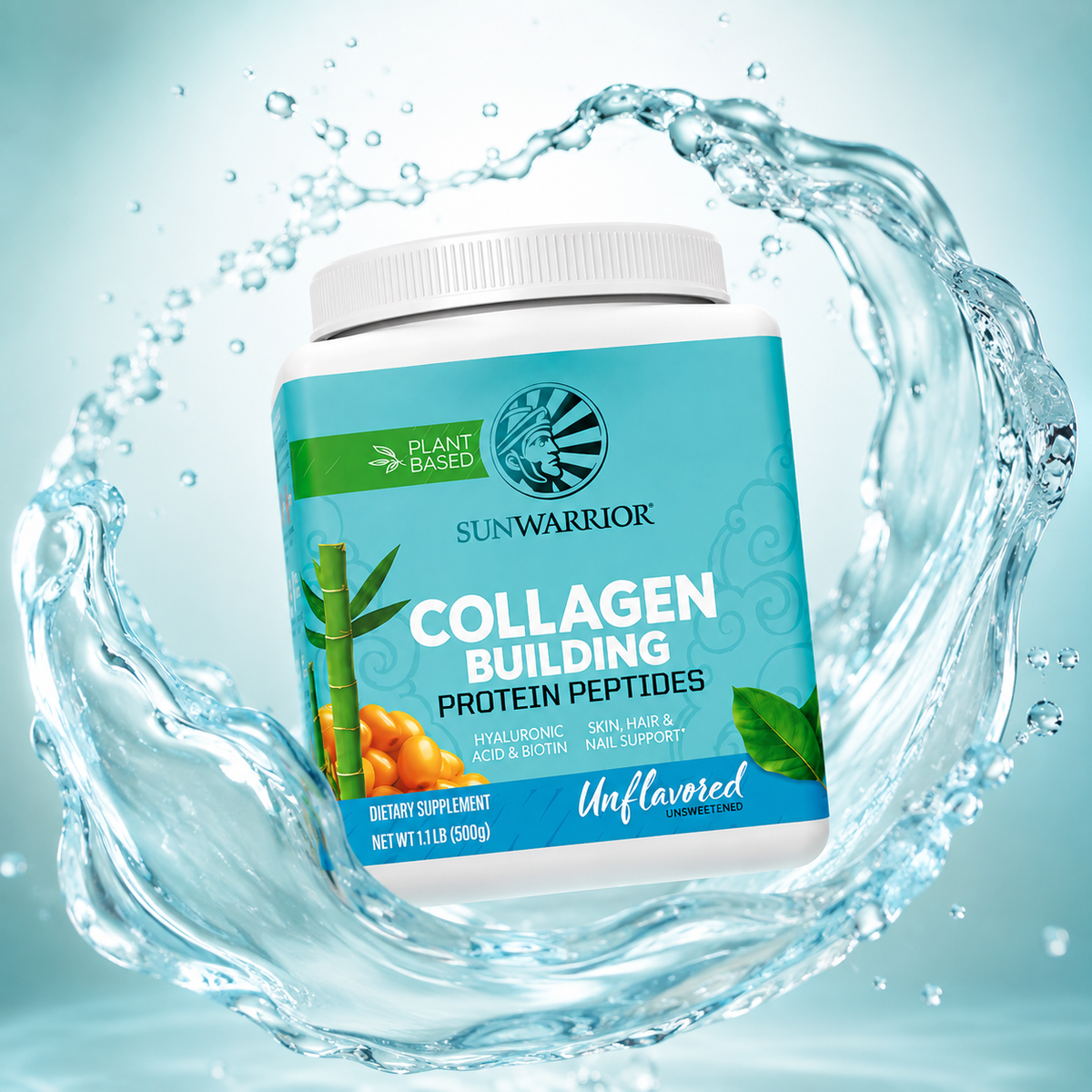 Sunwarrior Collagen Building Protein Peptides 500g dietary supplement powder for plant-based skin, hair and nail support