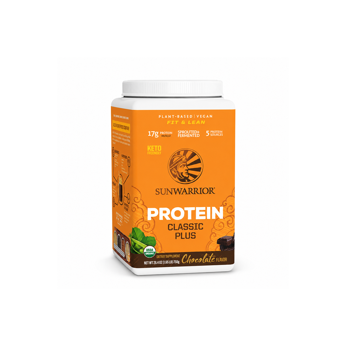 Sunwarrior Protein Classic Plus Chocolate Flavor 750g plant-based protein powder for muscle support