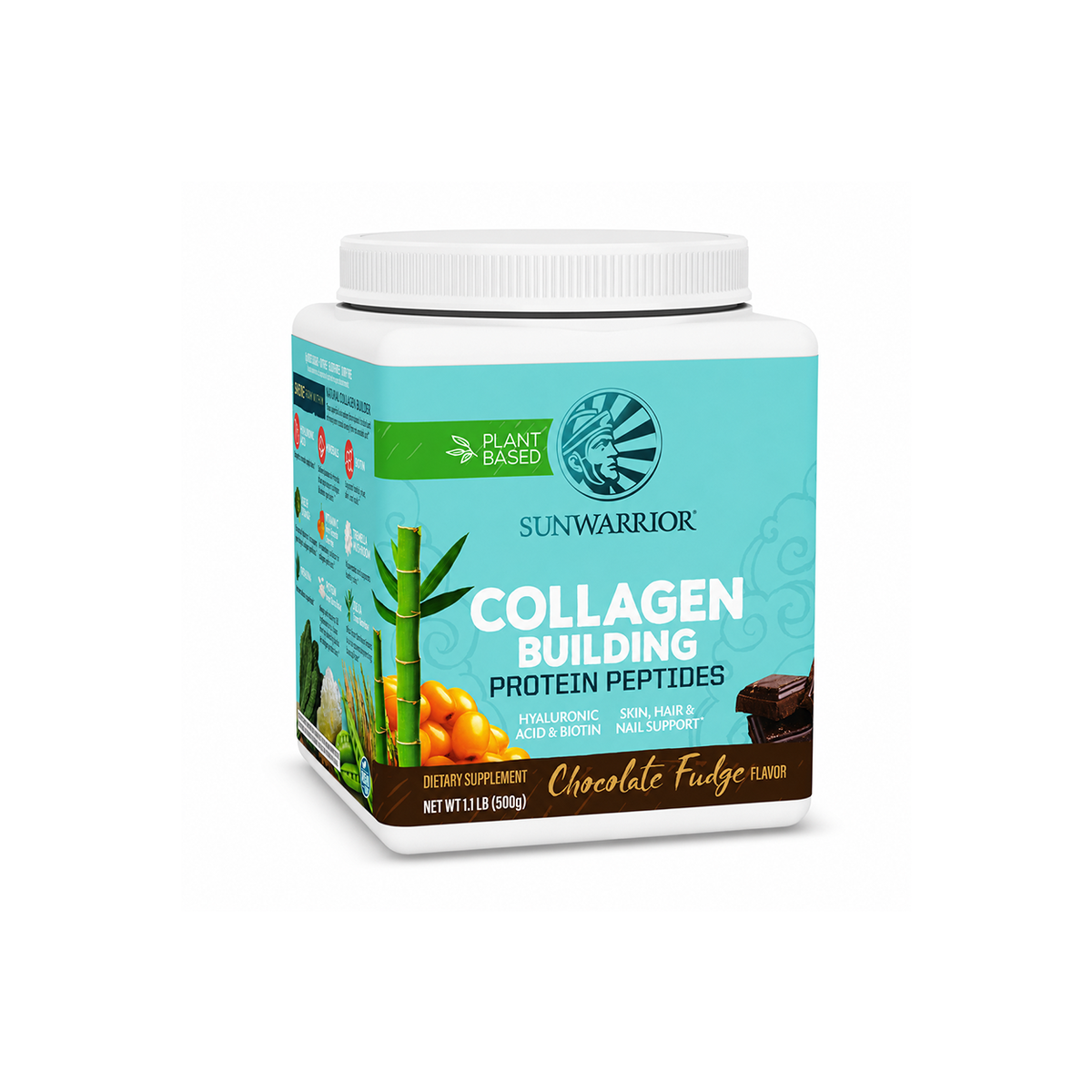 Sunwarrior Collagen Building Protein Peptides Chocolate Fudge 500g dietary supplement for skin, hair and nail support
