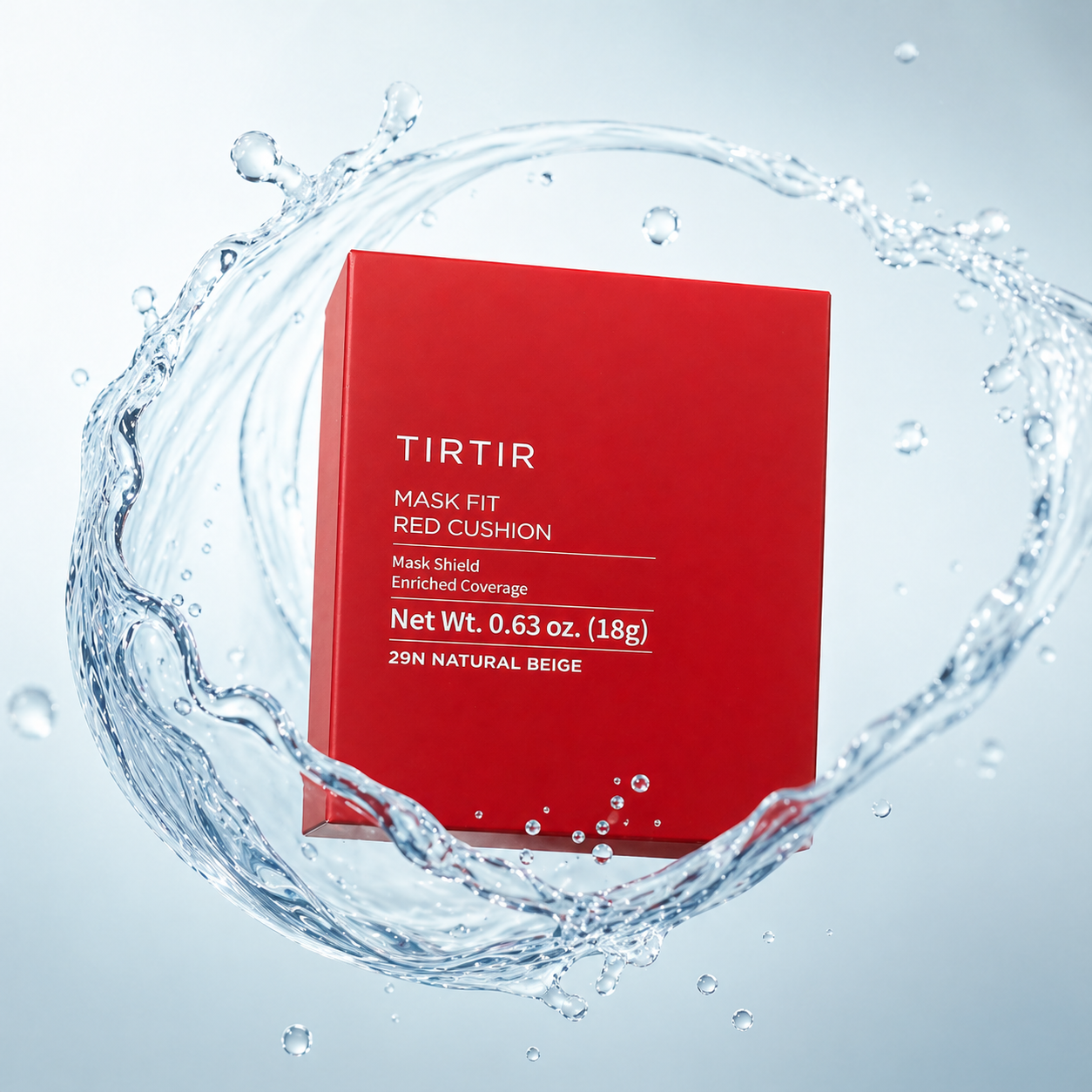 TIRTIR Mask Fit Red Cushion 29N Natural Beige cushion foundation 18g box with full coverage finish for smooth even skin tone