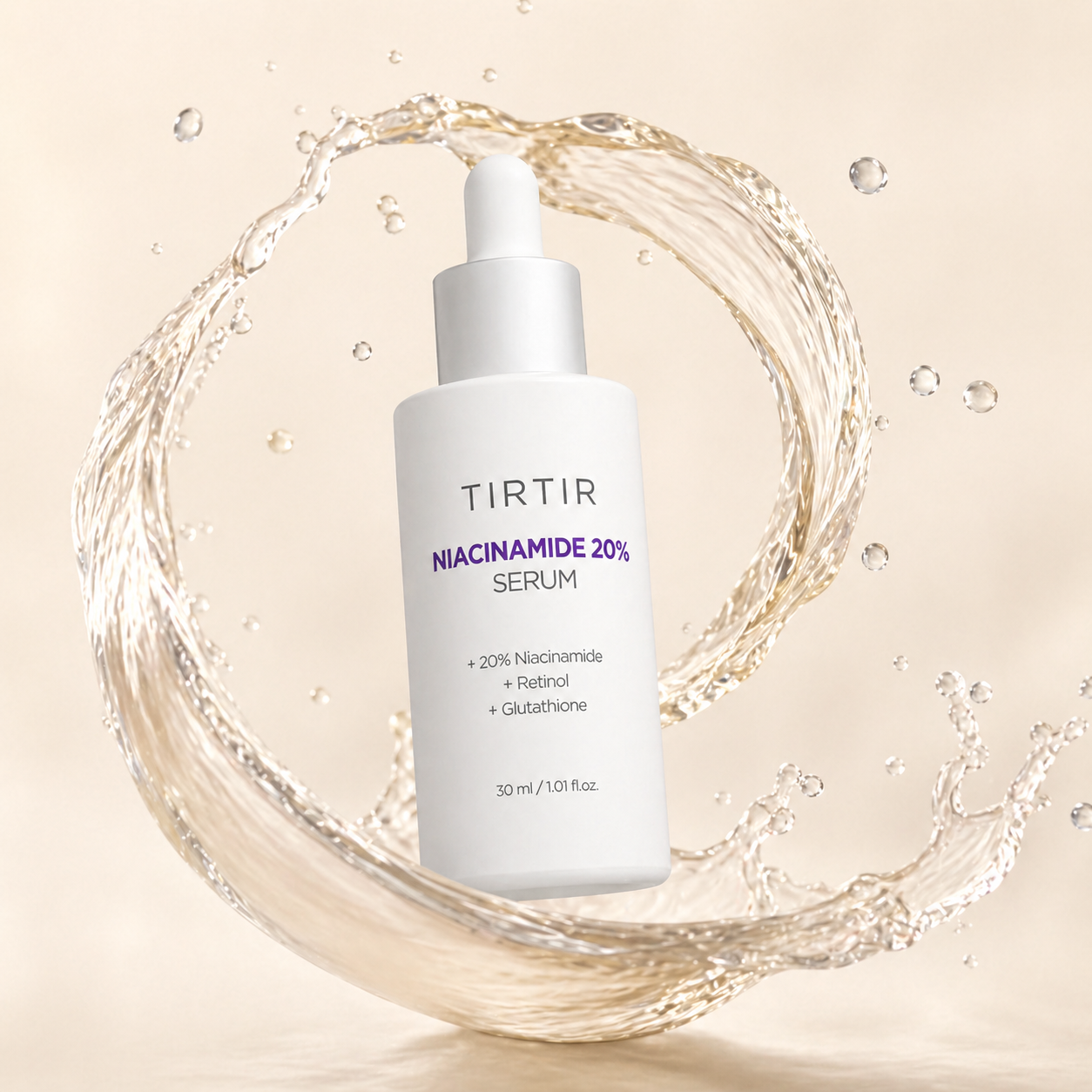 TIRTIR Niacinamide 20% Serum 30ml face serum for pore refining and skin brightening in a white dropper bottle