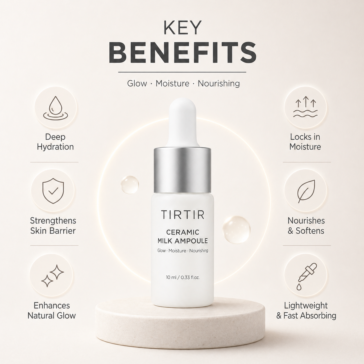 TIRTIR Ceramic Milk Ampoule hydrating face serum 10ml for skin barrier repair and deep moisture nourishment