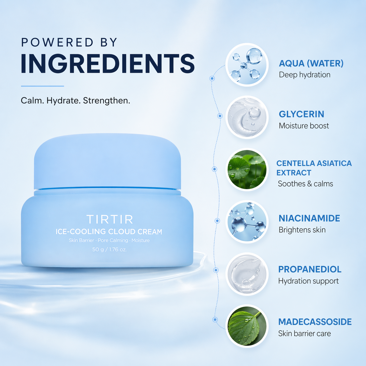 TIRTIR Ice Cooling Cloud Cream 50g cooling face cream for oily skin with pore calming and hydrating benefits