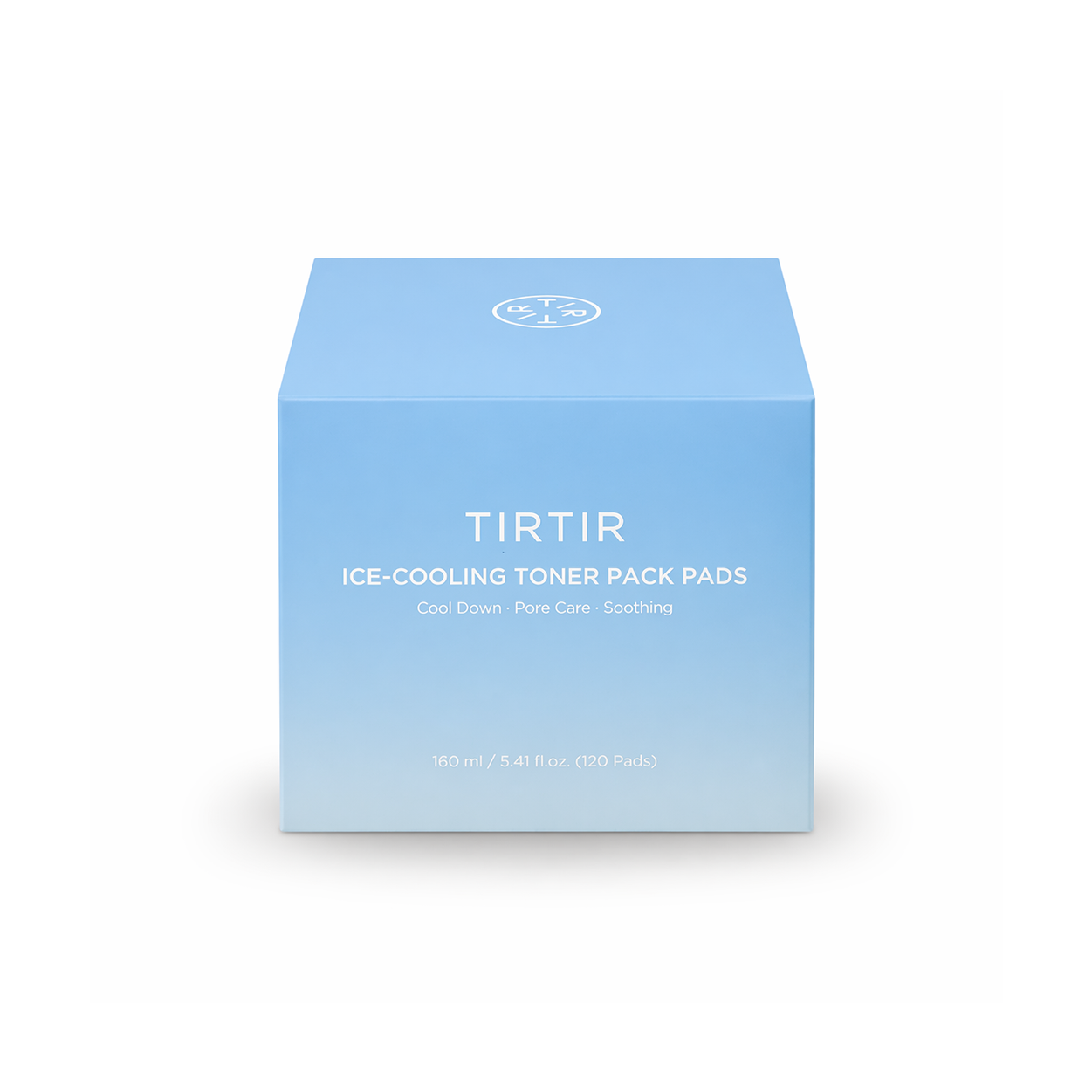 TIRTIR Ice Cooling Toner Pack Pads 160ml facial toner pads for pore care and soothing hydration in a blue jar