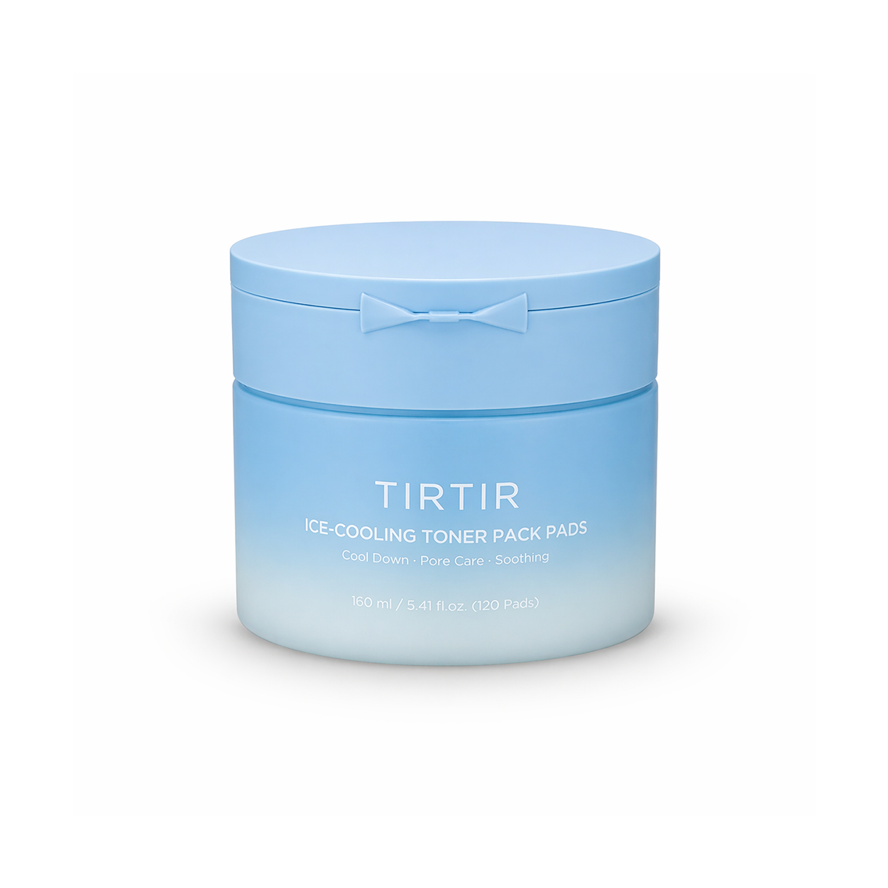 TIRTIR Ice Cooling Toner Pack Pads 160ml facial toner pads for pore care and soothing hydration in a blue jar