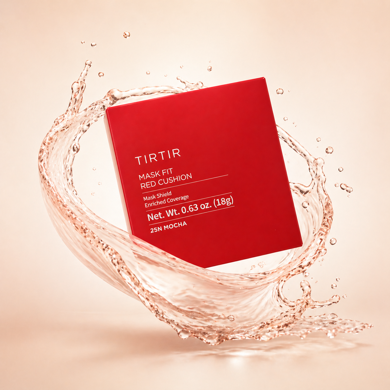 TIRTIR Mask Fit Red Cushion 25N Mocha cushion foundation 18g providing full coverage for uneven skin tone with a smooth finish