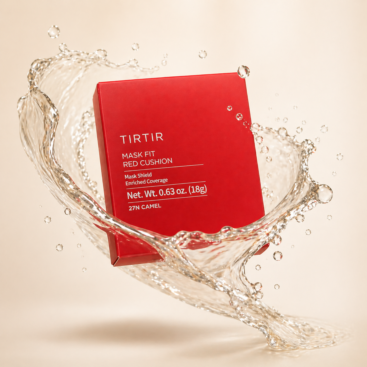 TIRTIR Mask Fit Red Cushion 27N Camel 18g compact cushion foundation offering full coverage and smooth long-lasting finish