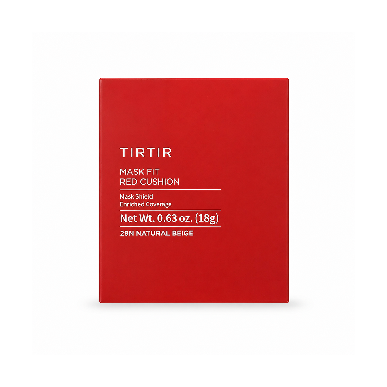 TIRTIR Mask Fit Red Cushion 29N Natural Beige cushion foundation 18g box with full coverage finish for smooth even skin tone