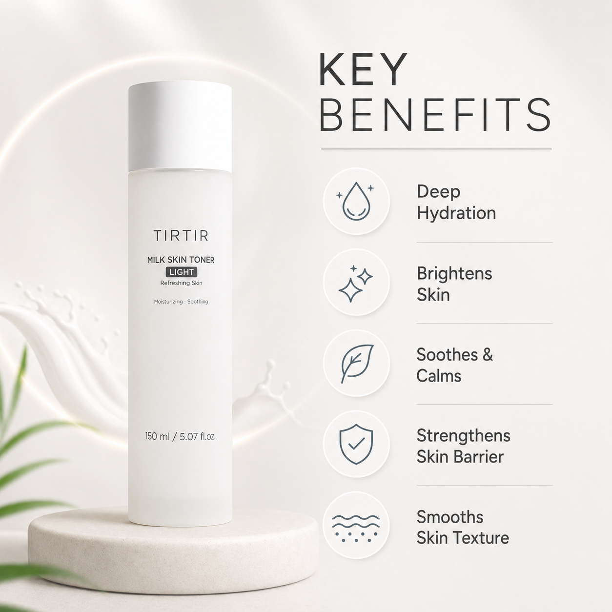 TIRTIR Milk Skin Toner Light hydrating face toner 150ml for soothing and brightening sensitive dry skin