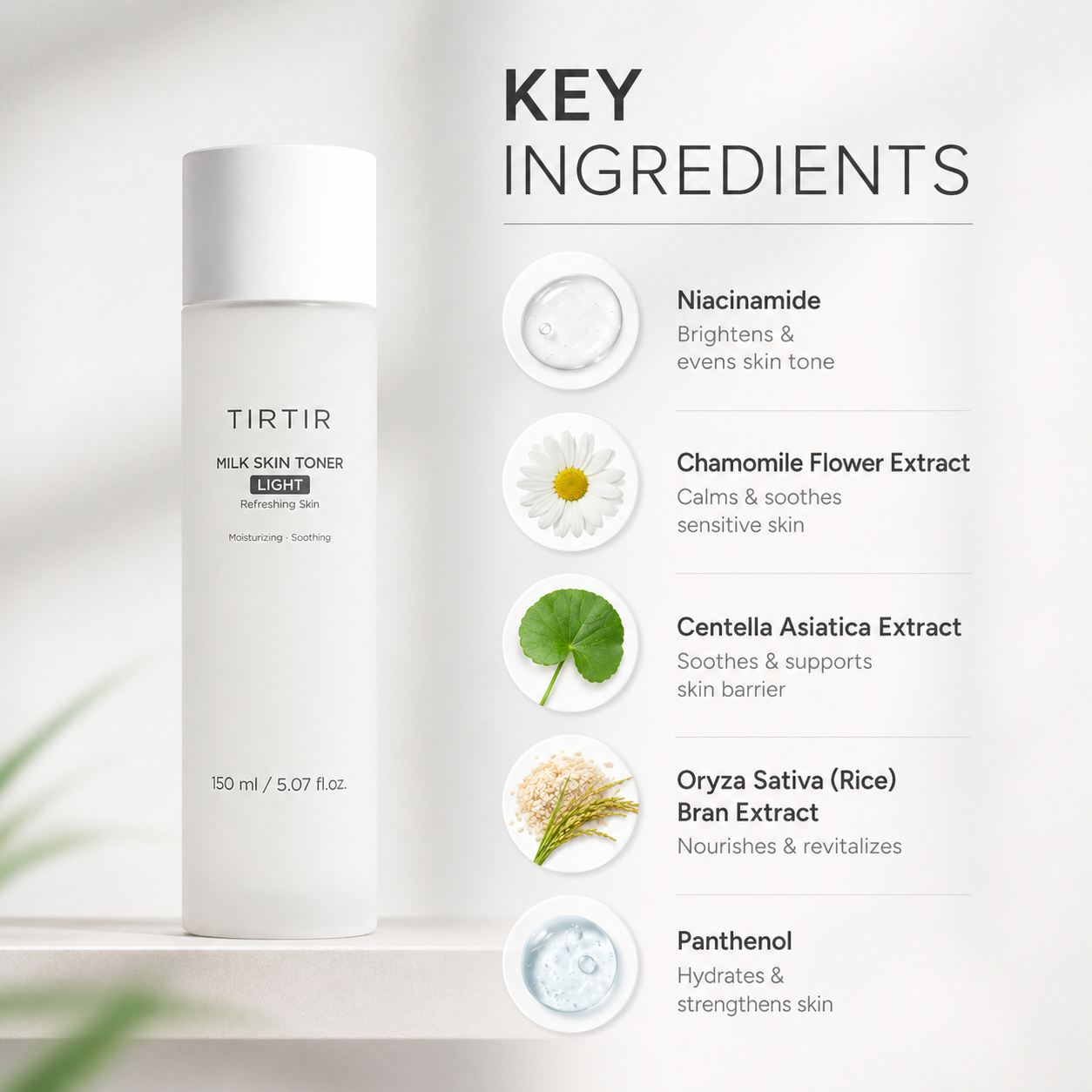 TIRTIR Milk Skin Toner Light hydrating face toner 150ml for soothing and brightening sensitive dry skin