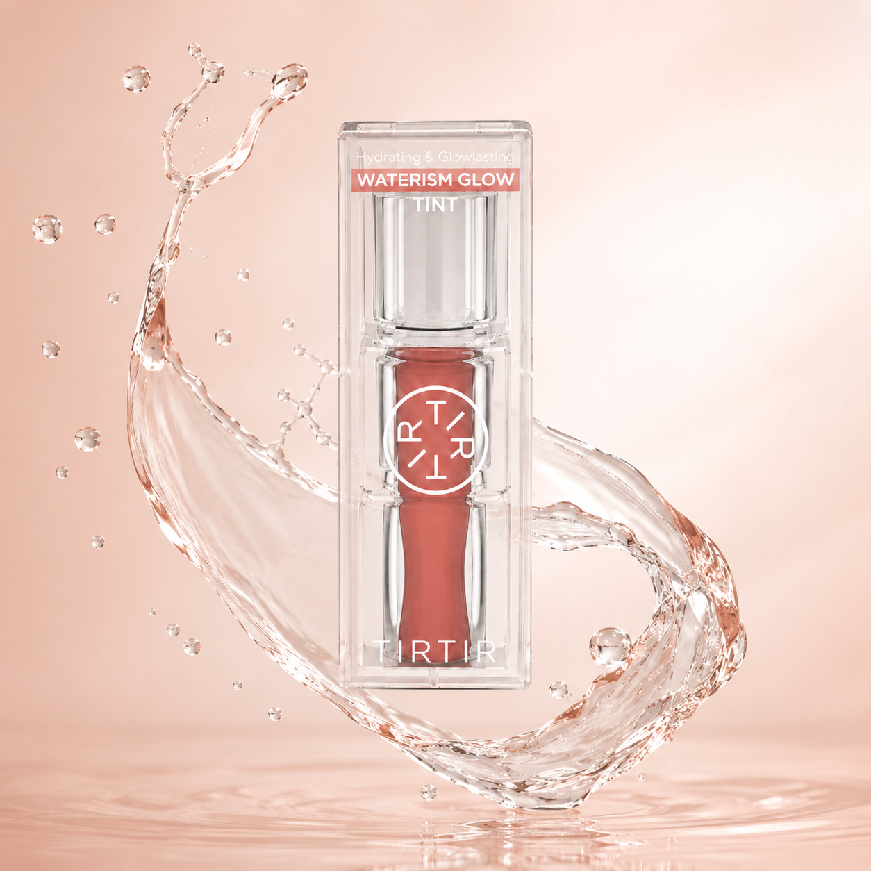 TIRTIR Waterism Glow Tint hydrating lip tint with glossy non-sticky finish for dry lips in clear packaging