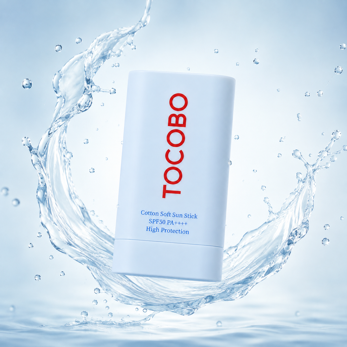 TOCOBO Cotton Soft Sun Stick SPF50 PA++++ High Protection 19g sunscreen stick with lightweight daily UV protection and soft matte finish.