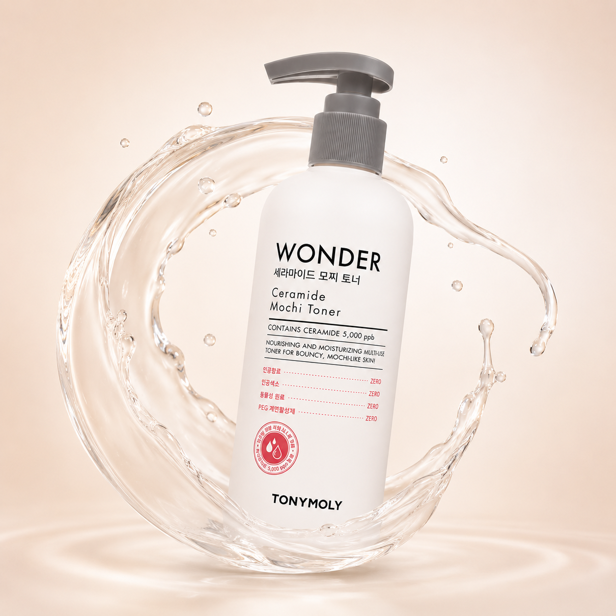 TONYMOLY Wonder Ceramide Mochi Toner 500ml hydrating face toner for dry sensitive skin and moisture barrier care