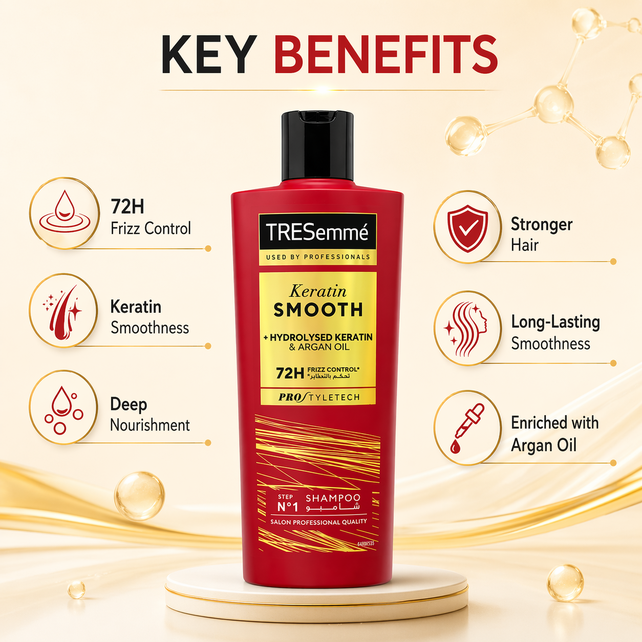 TRESemmé Keratin Smooth Shampoo 400ml anti-frizz shampoo with keratin and argan oil for smooth, manageable hair