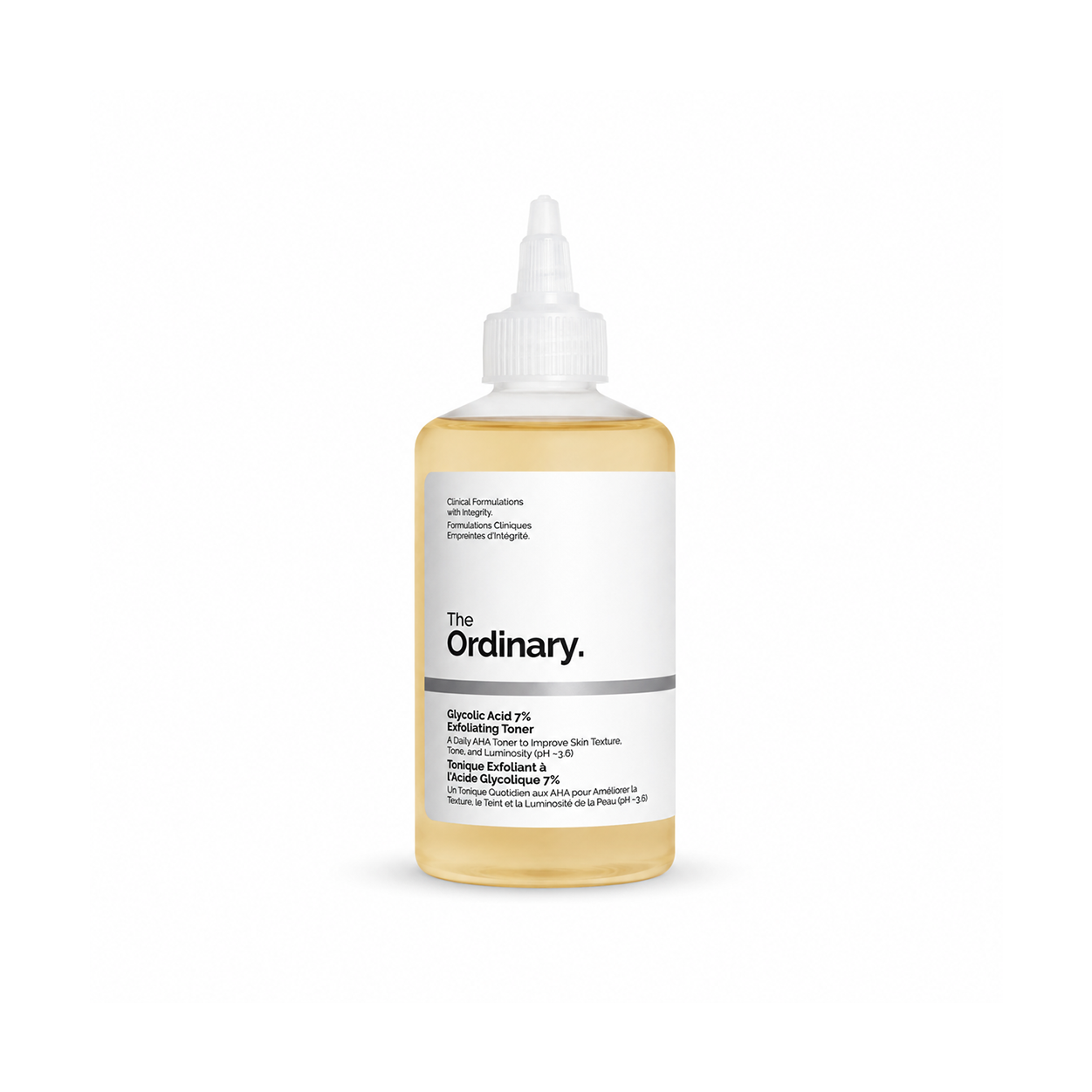 The Ordinary Glycolic Acid 7% Exfoliating Toner 240ml AHA facial toner bottle for smoother, brighter-looking skin and improved texture