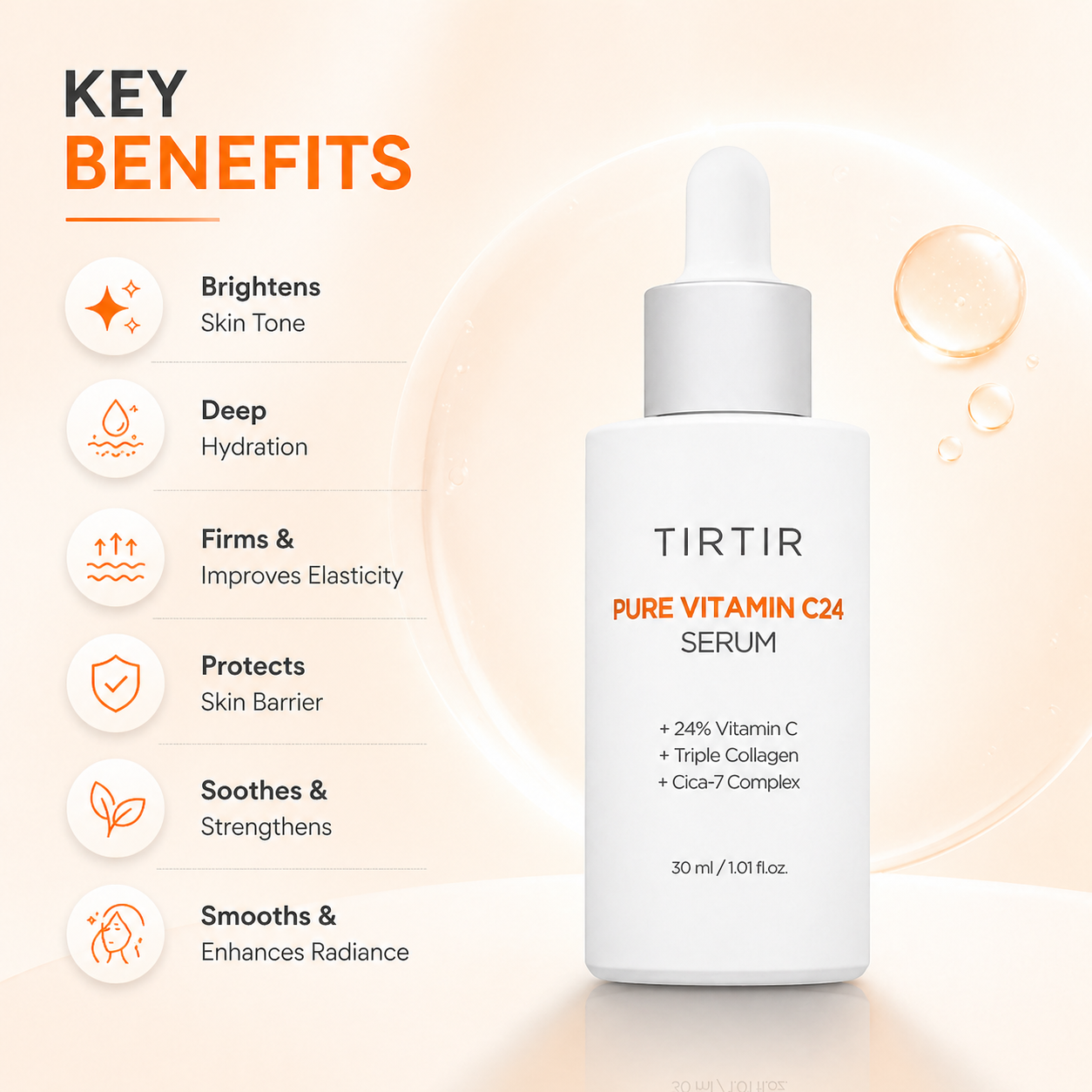 Tirtir Pure Vitamin C24 Serum 30ml brightening face serum for dark spots and uneven skin tone