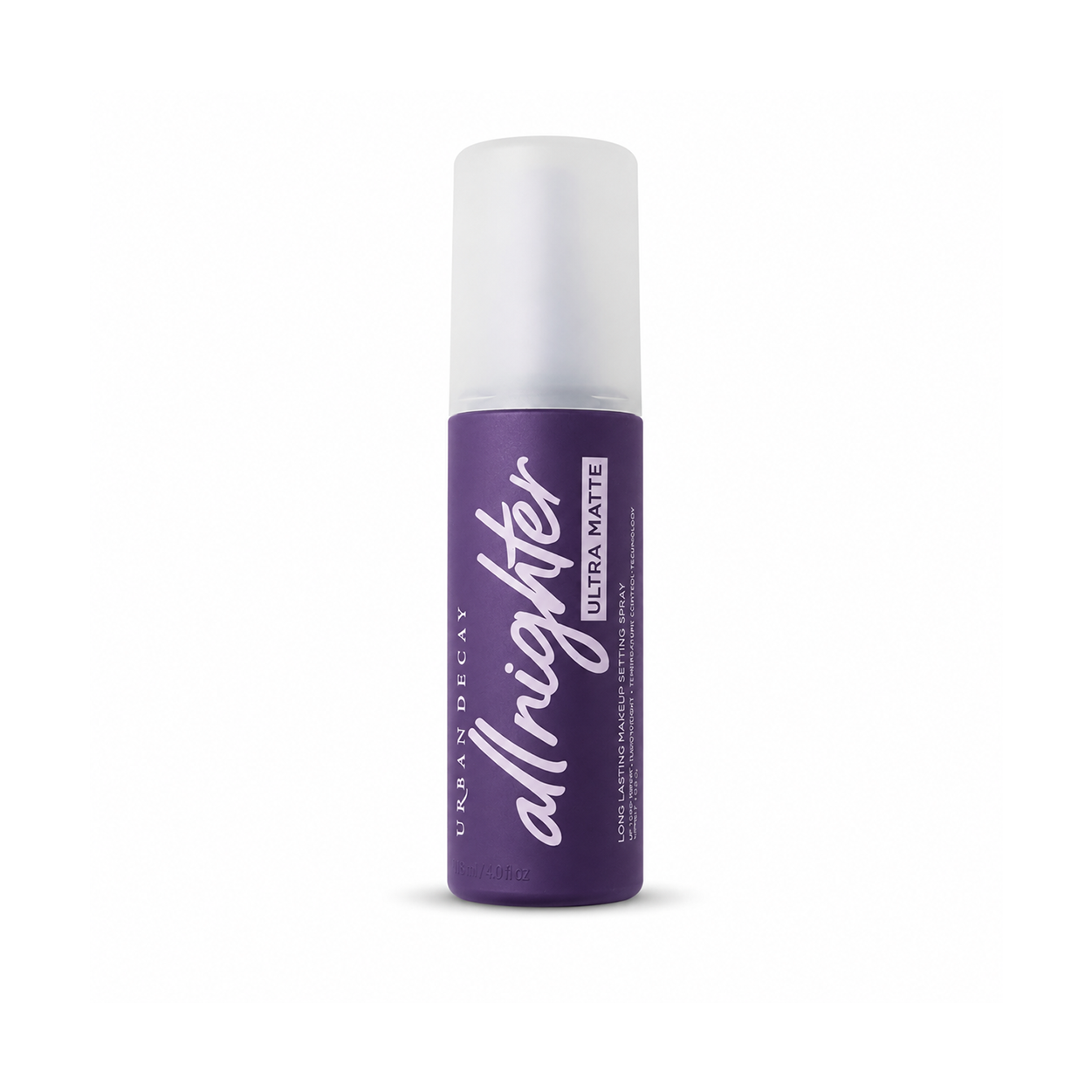 Urban Decay All Nighter Ultra Matte Makeup Setting Spray 118ml, long-lasting oil control setting spray with matte finish for extended makeup wear.