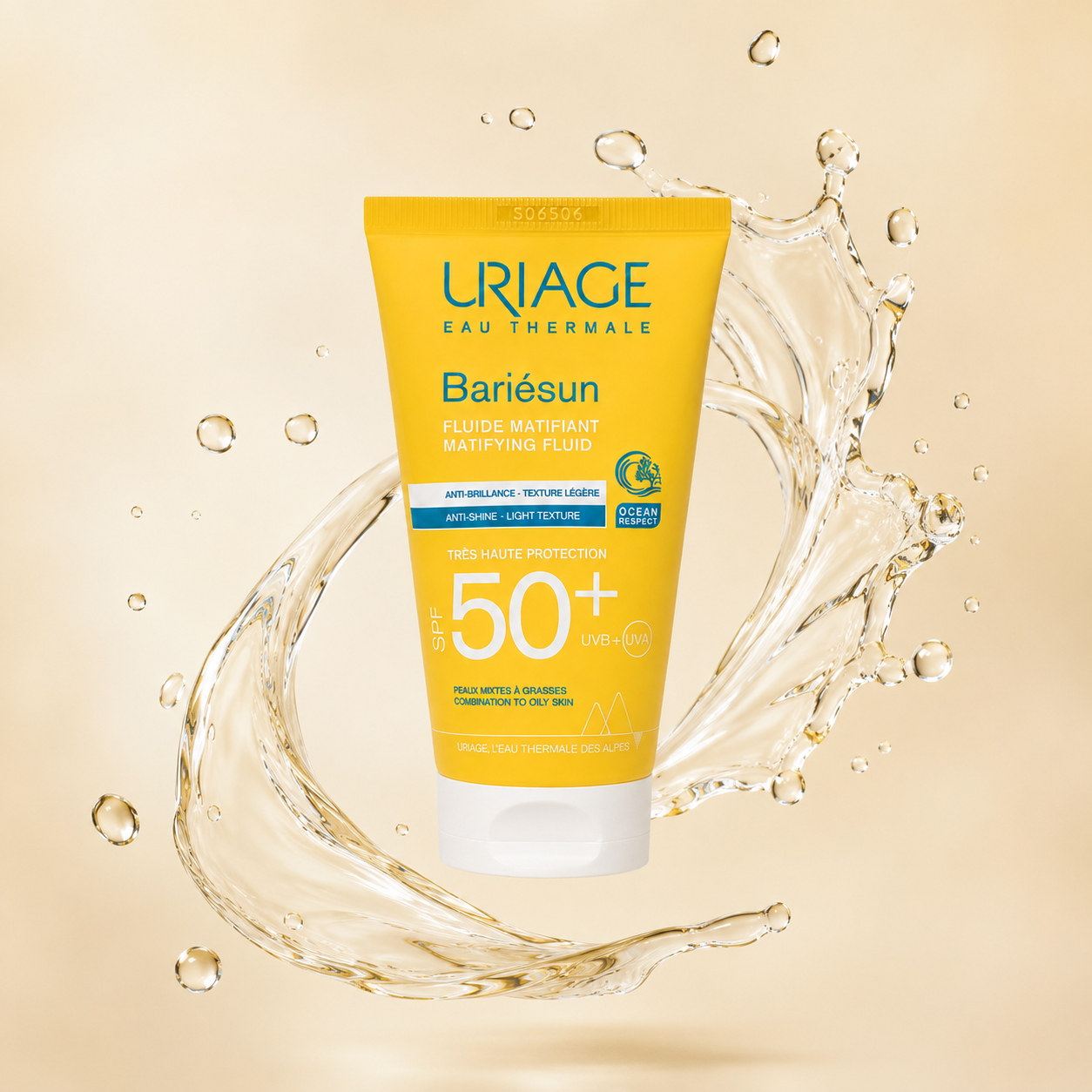 Uriage Bariésun Fluide Matifiant SPF 50+ Mattifying Fluid 50ml face sunscreen for combination to oily skin with lightweight shine control.